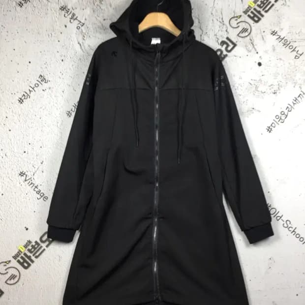 데상트 여성 기모 후드 집업 롱 자켓 블랙 100 3200063