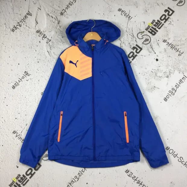 퓨마 스테이트먼트 우븐 바람막이 후드 자켓 블루 M 3800188