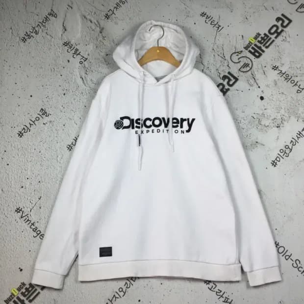 디스커버리 빅로고 기모 후드티 화이트 105 2300200