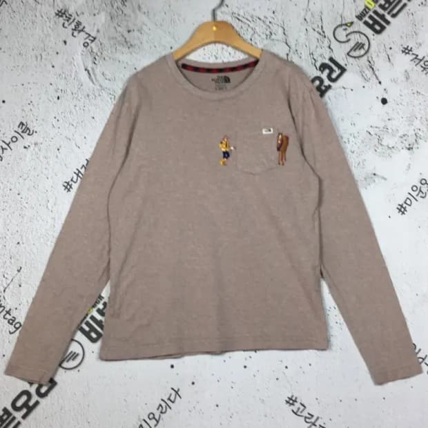 노스페이스 여성 포켓 긴팔 티 멜란지 베이지 M/95 2100153