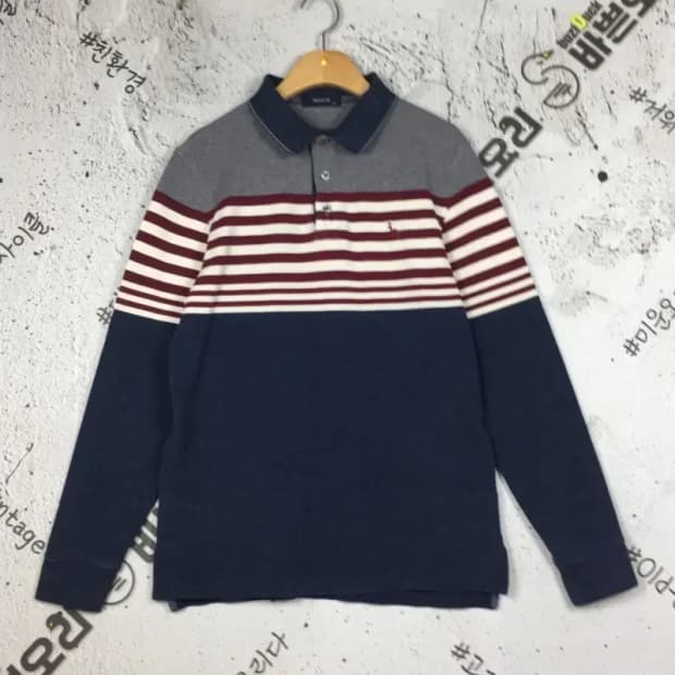 헤지스 캐쥬얼 PK 카라 긴팔 티 네이비 100 2100154