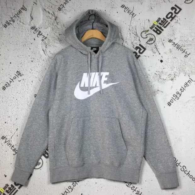 나이키 NIKE 빅로고 기모 후드티 라이트 그레이 L 2300202