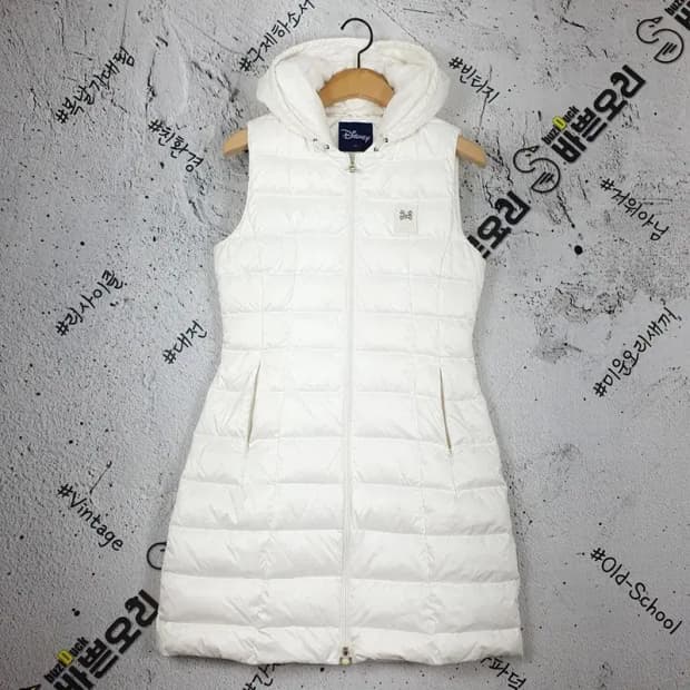 디즈니 DISNEY 퀄팅 덕다운 롱패딩 조끼 화이트 3400126