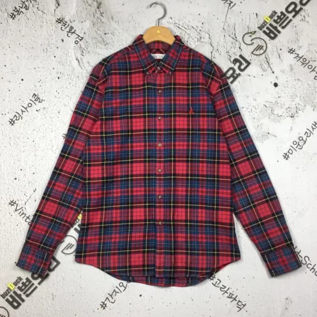 빈폴 도톰 캐쥬얼  남방 셔츠 레드 타탄 100 1100347
