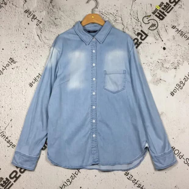 헤지스 데님 블라우스 남방 셔츠 연청 90 1100360