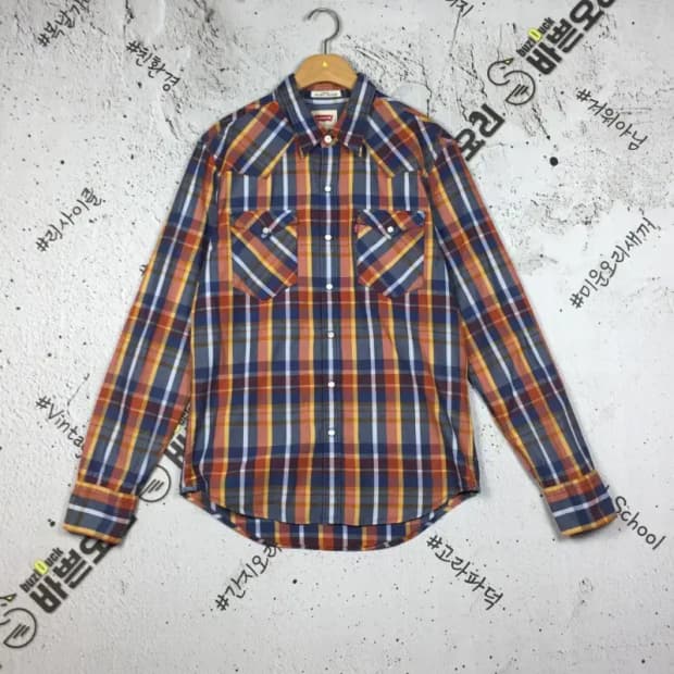 리바이스 슬림핏 남방 셔츠 다채색 타탄 M 1100357