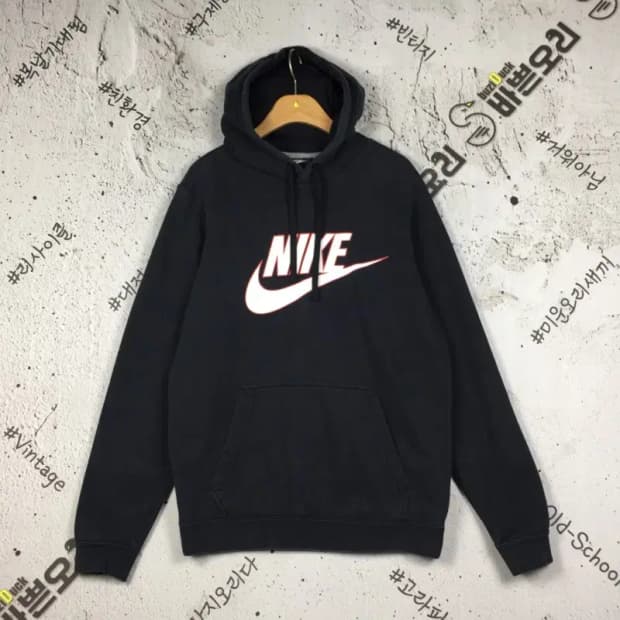 나이키 기모 퓨추라 빅로고 프린팅 후드티 블랙 M 2300236