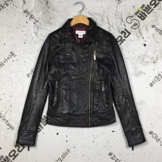 캘빈클라인 90's 여성 싱글 리얼레더 자켓 블랙 XS 3200085