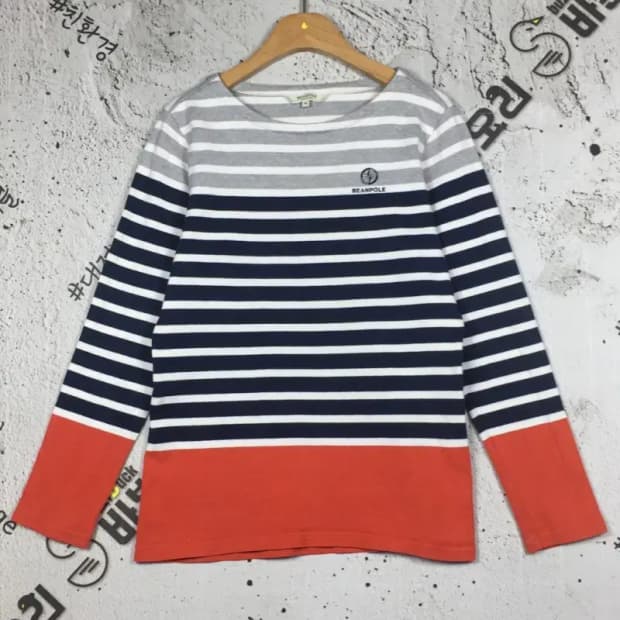 빈폴 여성 보트넥 긴팔 티 네이비 스트라이프 95 2100166