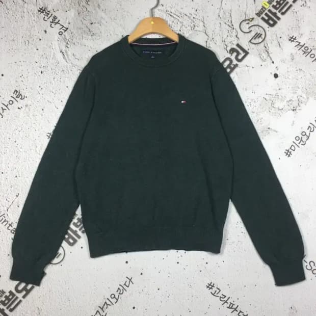 타미힐피거 라운드 코튼 니트 그린 M 2400100