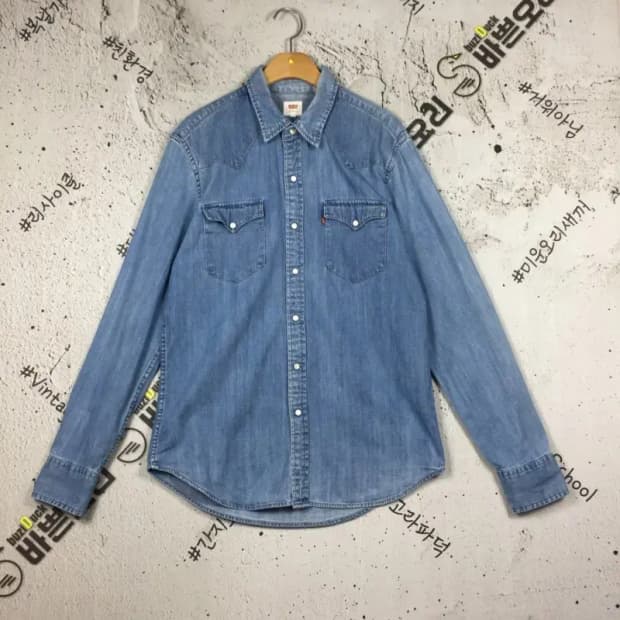 리바이스 웨스턴 데님 셔츠 라이트 워시 연청 M 1100375