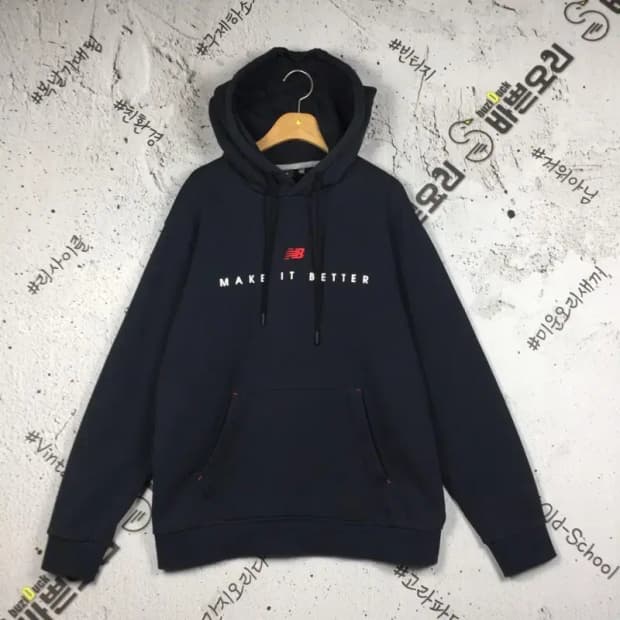 뉴발란스 기모 프린팅 후드티 블랙 L(100) 2300248