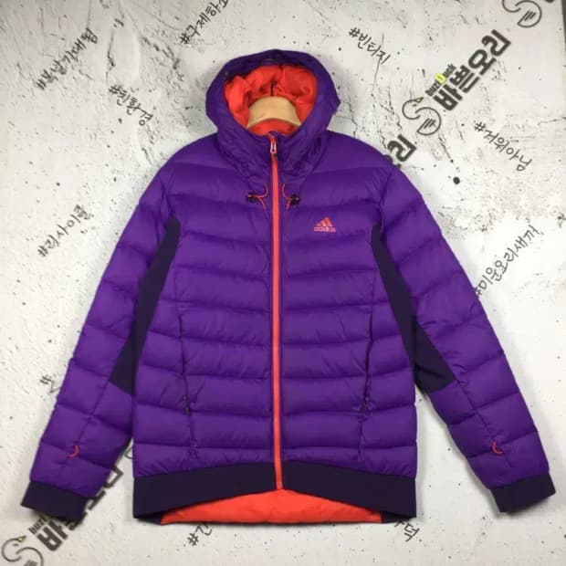 아디다스 덕다운 패딩 점퍼 오렌지 퍼플 110 3400202