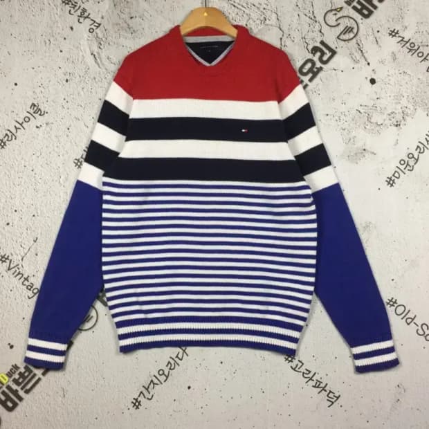 타미힐피거 스웨터 니트 네이비 스트라이프 M 2400111
