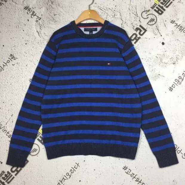 타미힐피거 캐주얼 스트라이프 니트 빈티지 블루 M 2400117