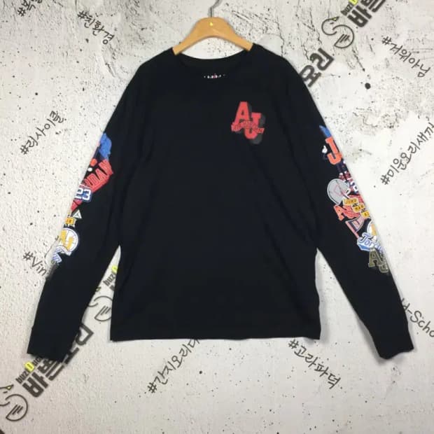 나이키조던 AJ 바시티 롱슬리브 긴팔 티 블랙 XL 2100174