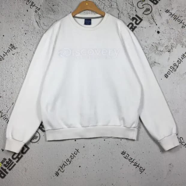 디스커버리 빅로고 기모 맨투맨 화이트 110 2200235
