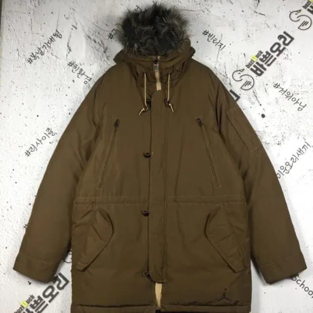 나이키조던 500 덕다운 롱패딩 점퍼 브라운 100 3400207