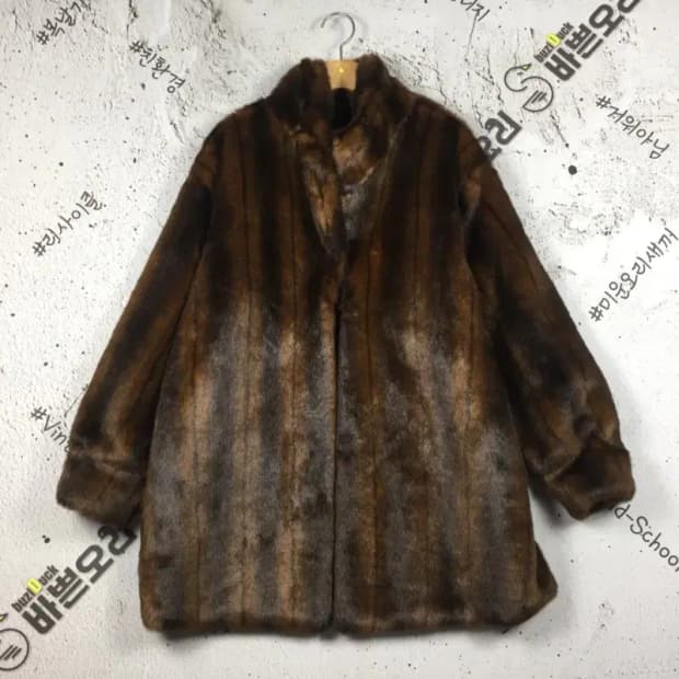 뉴컨트리 페이크퍼 인조 밍크코트 브라운 F 3400220