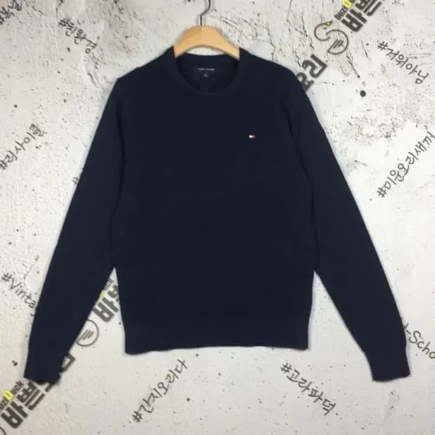 타미힐피거 크루넥 가로패턴 스웨터 니트 네이비 M 2400123