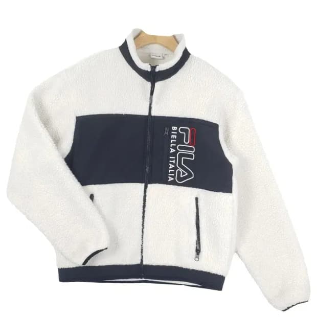 필라 FILA 프린팅 후리스 뽀글이 팝콘자켓 화이트 3400051