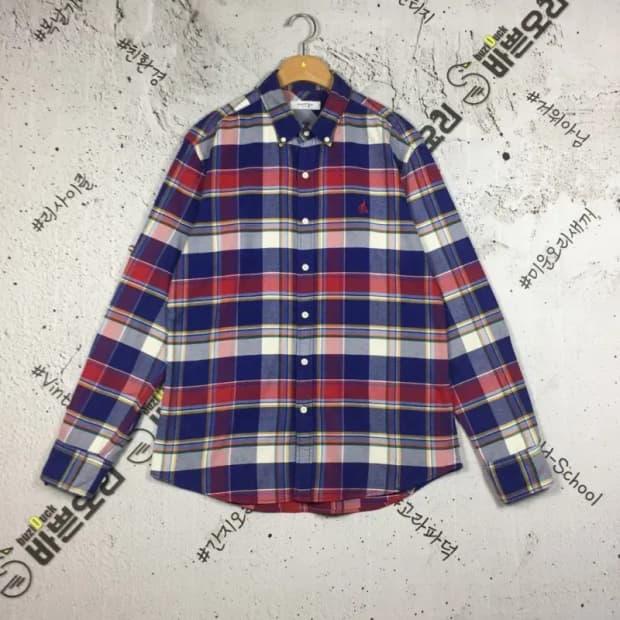 빈폴 자수로고 체크 셔츠 네이비 100 1100384