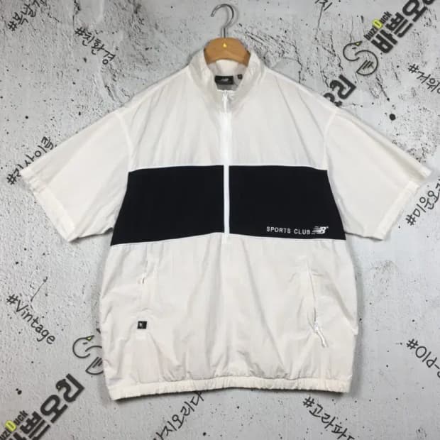 뉴발란스 배색 반팔 아노락 하프집업 화이트 M 3800220