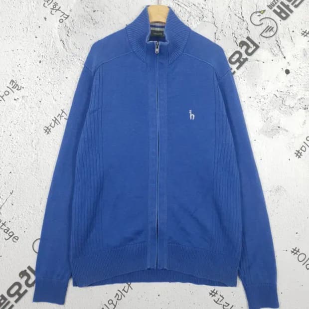 헤지스 HAZZYS 모크넥 니트집업 가디건 블루 95 2400027