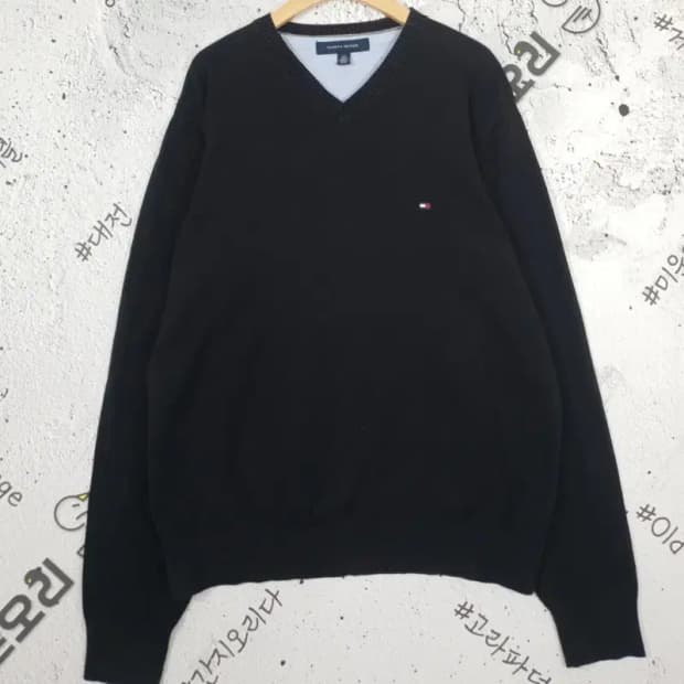 타미힐피거 TOMMY HILFIGER V넥 니트 블랙 L 2400012