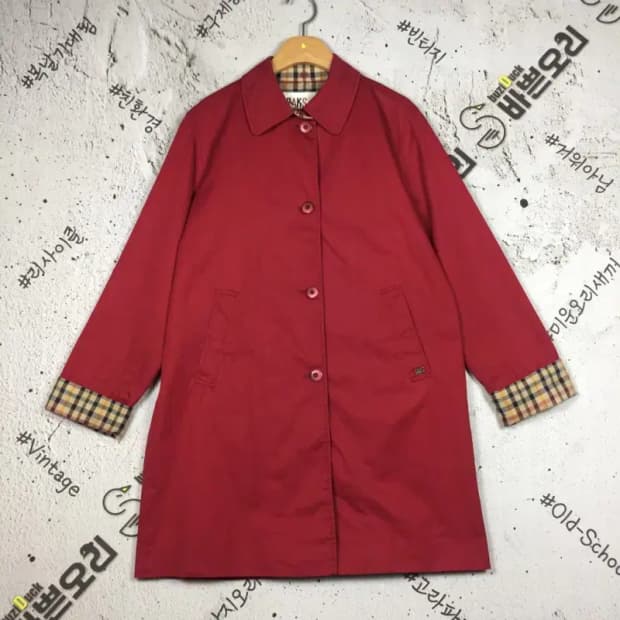 닥스런던 여성 체크 안감 트렌치 코트 레드 L 3200106