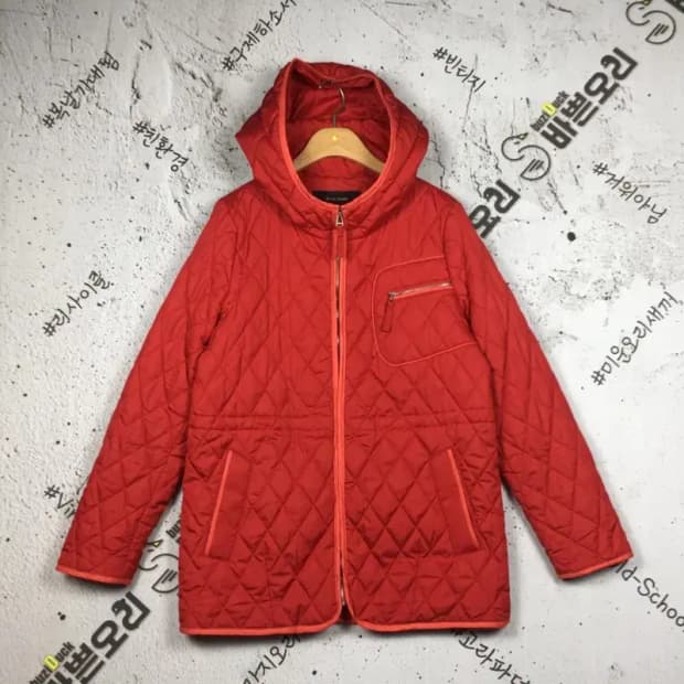 올리비아 하슬러 여성 퀼팅 후드 자켓 레드 90 3200108