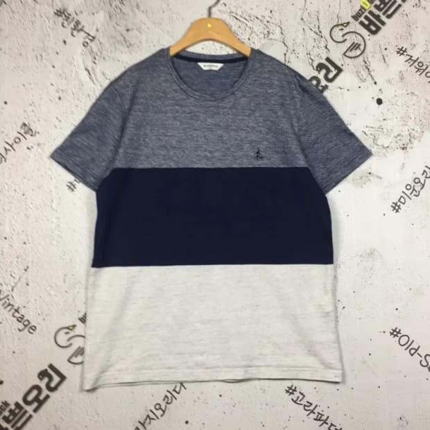 빈폴 컬러블록 라운드 반팔 티 네이비 105 1000534