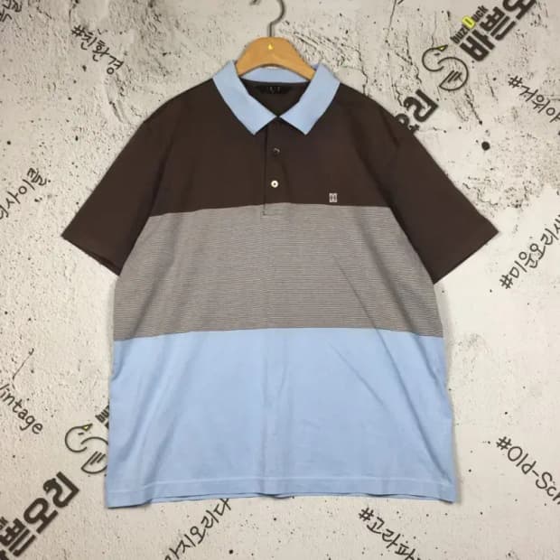 닥스 DAKS 반팔 카라티 브라운 컬러블록 105 1000540
