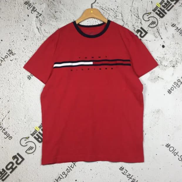 타미힐피거 플래그 빅로고 반팔 티셔츠 레드 M 1900560