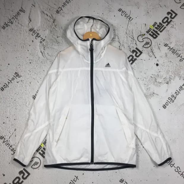 아디다스 경량 후드 집업 바람막이 자켓 화이트 095 3800237