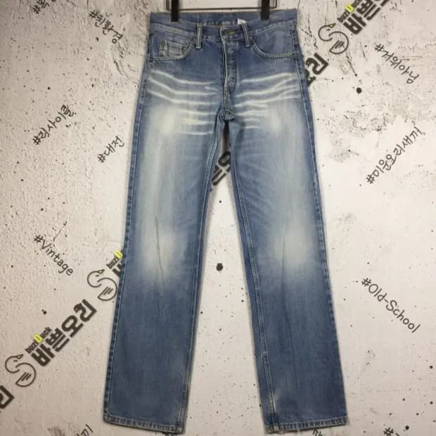 리바이스 US 501 워싱 데님 청바지 중청 W28 L30 4100110