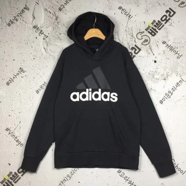 아디다스 ESS 빅로고 올드스쿨 후드티 블랙 XL 2300260