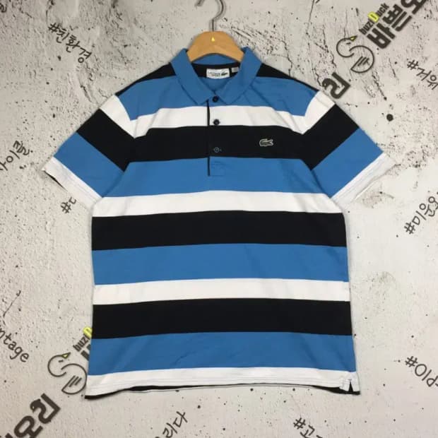 라코스테 반팔 카라 티셔츠 블루 스트라이프 105 1000575