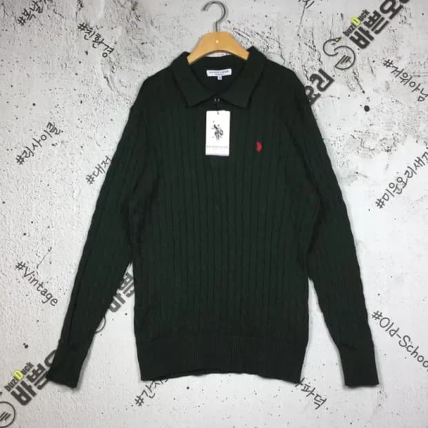 [새상품] US폴로 케이블 꽈배기 니트 그린 XL 2400124
