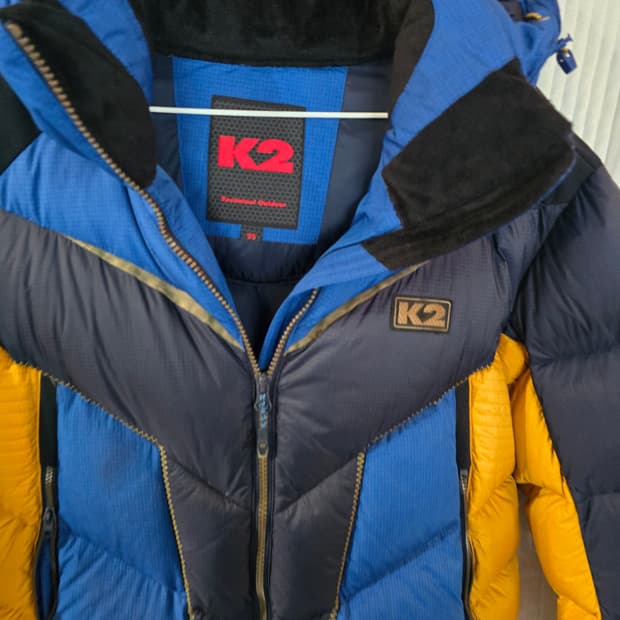 K2 블루/옐로우 오리털패딩 점퍼