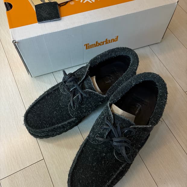 팀버랜드 x 스컬프 3아이 보트 슈즈 블랙 스웨이드 