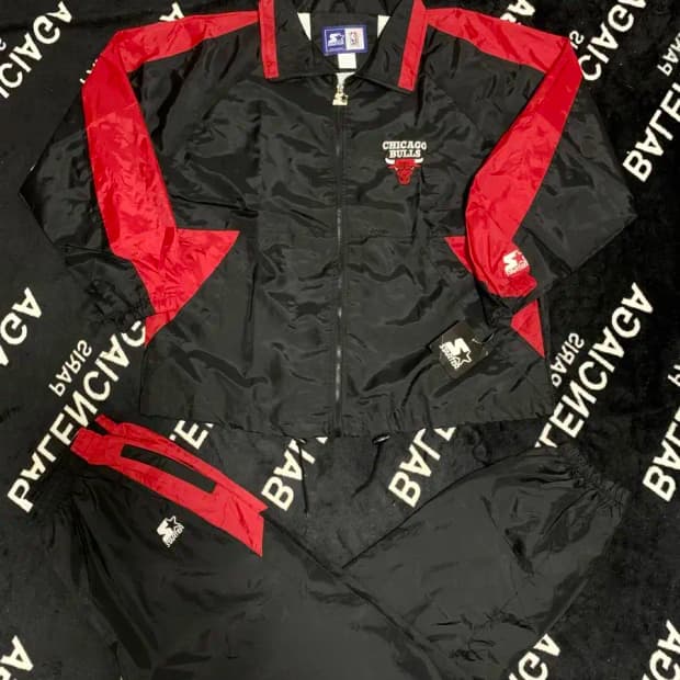 L)스타터xNBA 시카고불스 1990 빈티지 바람막이 셋업 세트