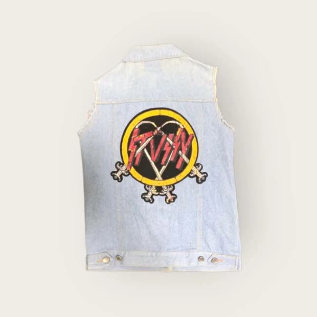 M)스투시 데님 조끼 청조끼 STUSSY 빅로고 쪼끼