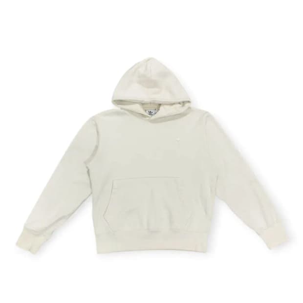 S)아디다스 크림 아이보리 스몰로고 후드티셔츠 ivory 후디 심플후드티