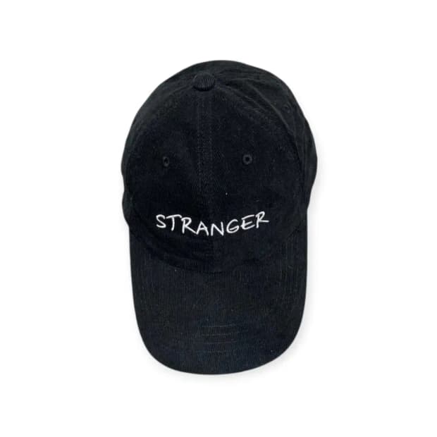 STRANGER 블랙 코듀로이 볼캡 대두캡 소두캡 검정색모자 자수캡