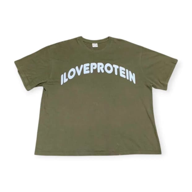 2XL)아이러브프로틴 오버핏 반팔 티셔츠 카키 밀리터리카키 카모