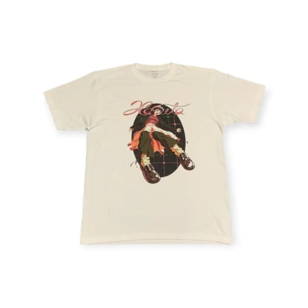 XL)Hozita하루타 X 나무13 프린팅 반팔 화이트 티셔츠 아이보리