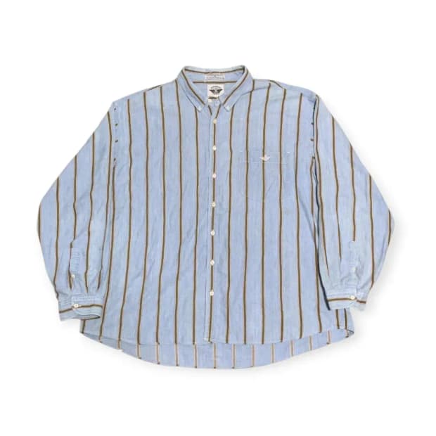 2XL)도커스 DOCKERS 하늘색 스카이블루  스트라이프 긴팔 셔츠