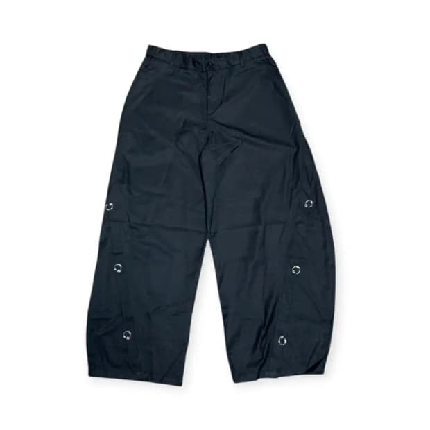 2XL)MANFINITY 블랙 검정색 벌룬핏 피어싱 링 와이드 팬츠
