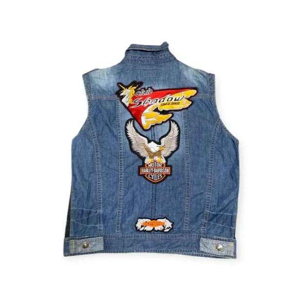 105)뱅뱅 할리데이비슨 패치 데님조끼 청조끼 자수 할리조끼